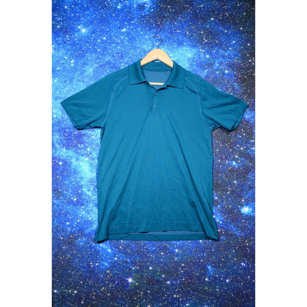 Lululemon Polo Shirt Mens Medium Blue Golf‎ Performance Athletic